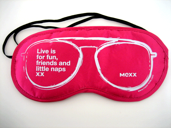 Schlafmaske Mexx::hochwertiger Satinstoff mit 1-c-Transferdruck